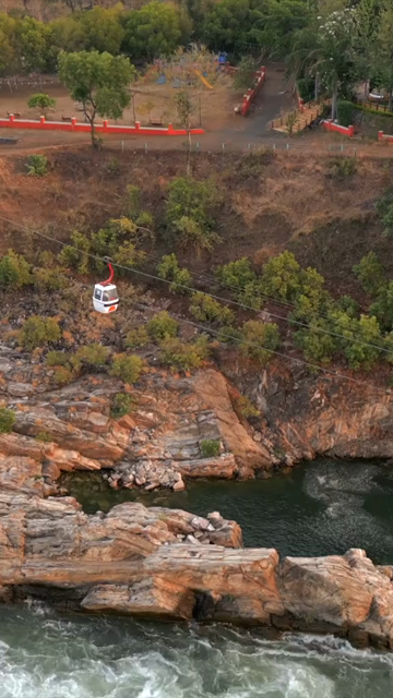 Vertical Aerial View of Cable Car, Bhedaghat, Jabalpur, Madhya Pradesh