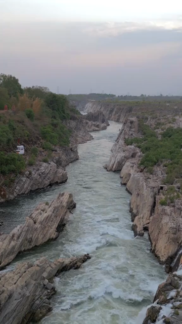 Vertical Aerial View of Cable Car, Bhedaghat, Jabalpur, Madhya Pradesh