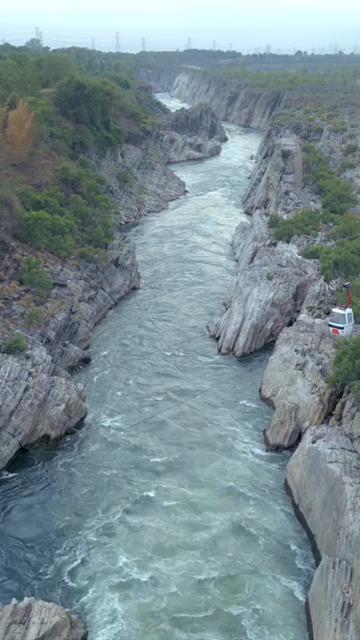 Vertical Aerial View of Cable Car, Bhedaghat, Jabalpur, Madhya Pradesh
