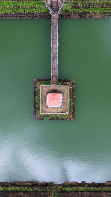Vertical Aerial View of Champaka Sarasi Historic Temple Karnataka, India
