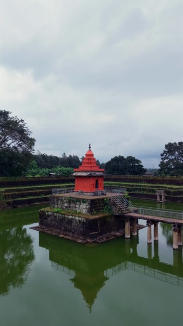 Vertical Aerial View of Champaka Sarasi Historic Temple Karnataka, India