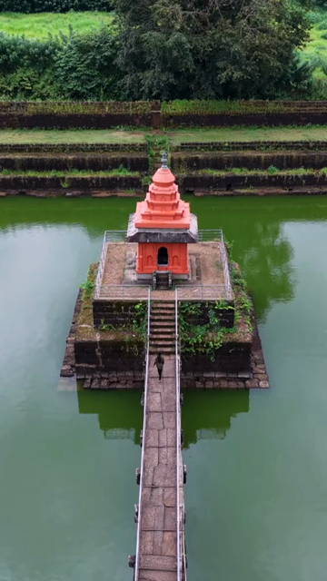 Vertical Aerial View of Champaka Sarasi Historic Temple Karnataka, India