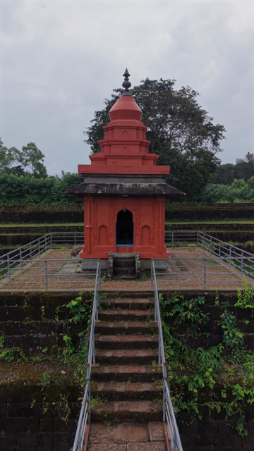 Vertical Aerial View of Champaka Sarasi Historic Temple Karnataka, India
