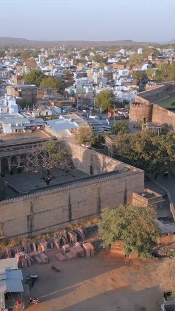 Vertical Aerial View of Chanderi Fort and Historic Town Madhya Pradesh