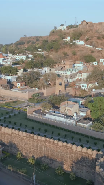 Vertical Aerial View of Chanderi Fort and Historic Town Madhya Pradesh