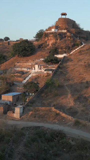 Vertical Aerial View of Chanderi Fort and Historic Town Madhya Pradesh