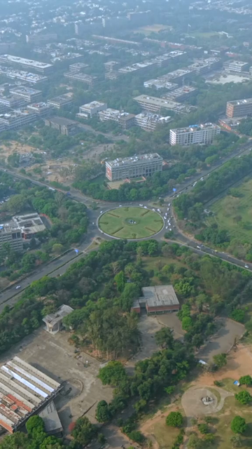 Vertical Aerial View of Chandigarh Cityscape and Urban Infrastructure in India