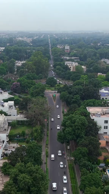Vertical Aerial View of Chandigarh Cityscape and Urban Infrastructure in India