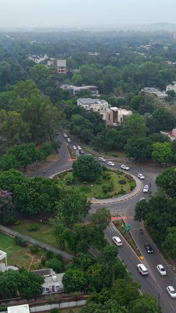 Vertical Aerial View of Chandigarh Cityscape and Urban Infrastructure in India