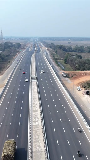 Vertical Aerial View of Chandikhole–Paradip Highway NH-53 in Odisha India