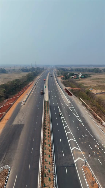 Vertical Aerial View of Chandikhole–Paradip Highway NH-53 in Odisha India