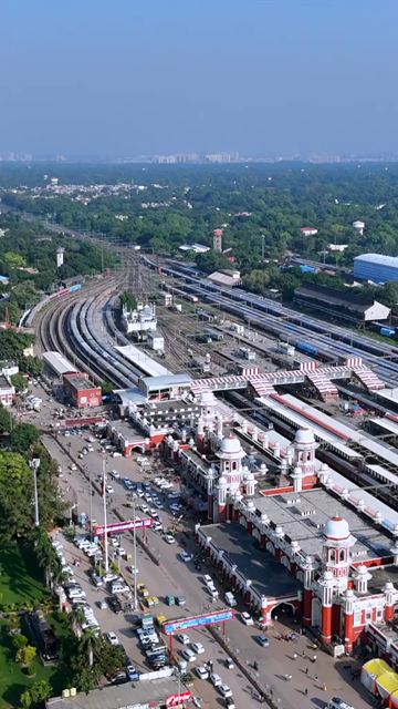 Vertical Aerial View of Charbagh Railway Station Lucknow India