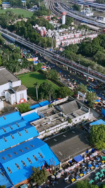 Vertical Aerial View of Charbagh Railway Station Lucknow India