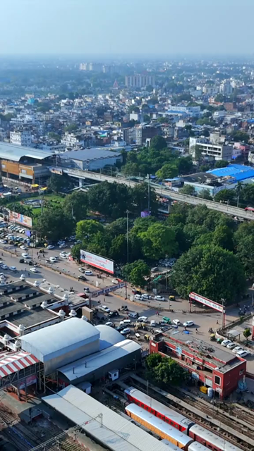Vertical Aerial View of Charbagh Railway Station Lucknow India