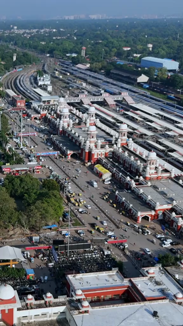 Vertical Aerial View of Charbagh Railway Station Lucknow India