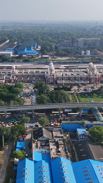 Vertical Aerial View of Charbagh Railway Station Lucknow India