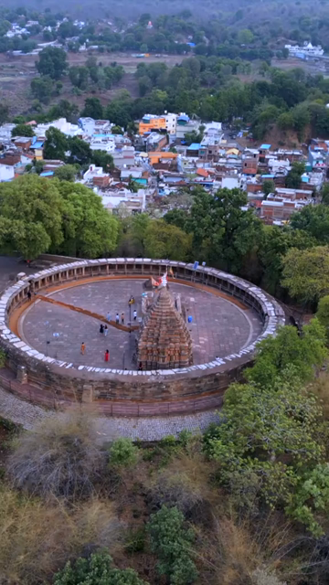 Vertical Aerial View of Chausath Yogini Temple, Bhedaghat, Jabalpur