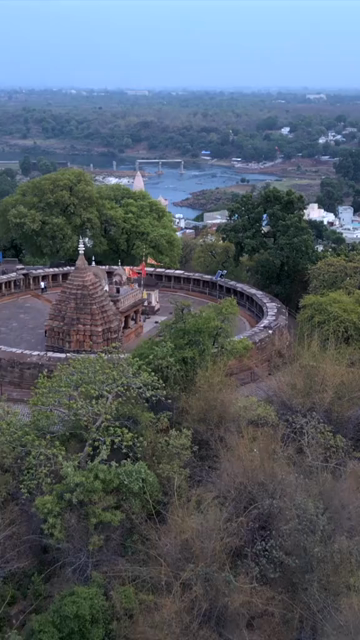 Vertical Aerial View of Chausath Yogini Temple, Bhedaghat, Jabalpur