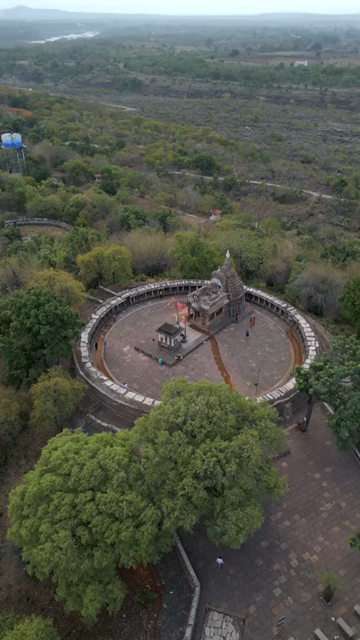 Vertical Aerial View of Chausath Yogini Temple, Bhedaghat, Jabalpur