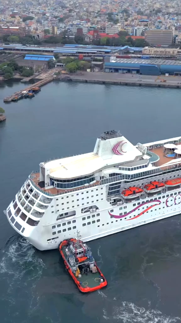 20th August 2026 : Vertical Aerial View of Chennai Port with Cruise Ship Tamil Nadu India