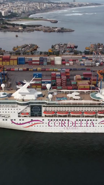 20th August 2026 : Vertical Aerial View of Chennai Port with Cruise Ship Tamil Nadu India