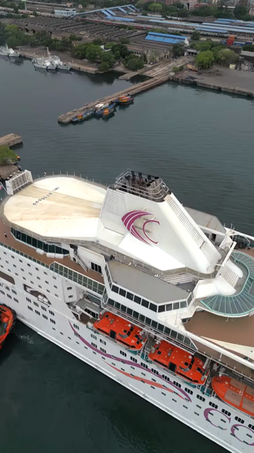 20th August 2026 : Vertical Aerial View of Chennai Port with Cruise Ship Tamil Nadu India