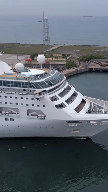 Vertical Aerial View of Chennai Port with Cruise Ship Tamil Nadu India