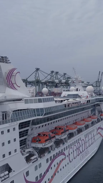 20th August 2026 : Vertical Aerial View of Chennai Port with Cruise Ship Tamil Nadu India