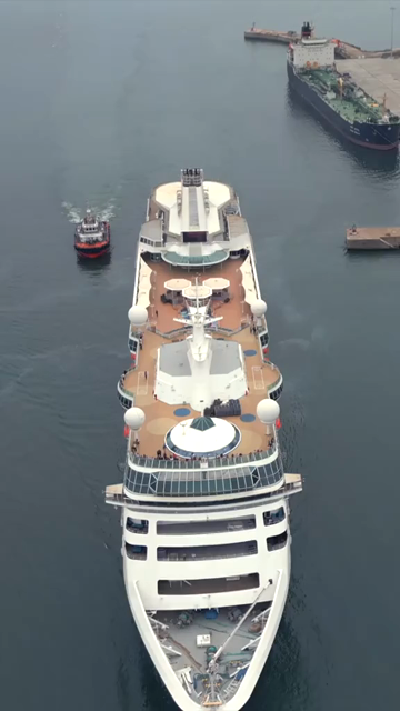 20th August 2026 : Vertical Aerial View of Chennai Port with Cruise Ship Tamil Nadu India