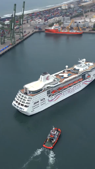 20th August 2026 : Vertical Aerial View of Chennai Port with Cruise Ship Tamil Nadu India
