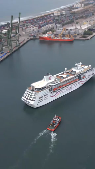 20th August 2026 : Vertical Aerial View of Chennai Port with Cruise Ship Tamil Nadu India