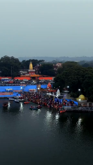 Vertical Aerial View of Chhath Puja Celebration in Bhopal, India