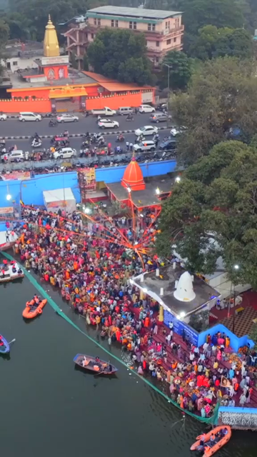 Vertical Aerial View of Chhath Puja Celebration in Bhopal, India