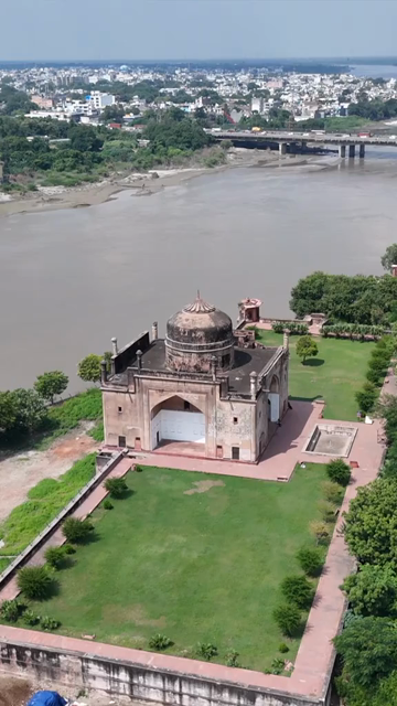 Vertical Aerial View of Chini Ka Rauza in Agra India