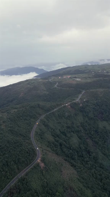 Vertical Aerial View of Cloud Covered Hills in Meghalaya, India