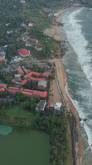 Vertical Aerial View of Coastline with Backwaters in Kerala