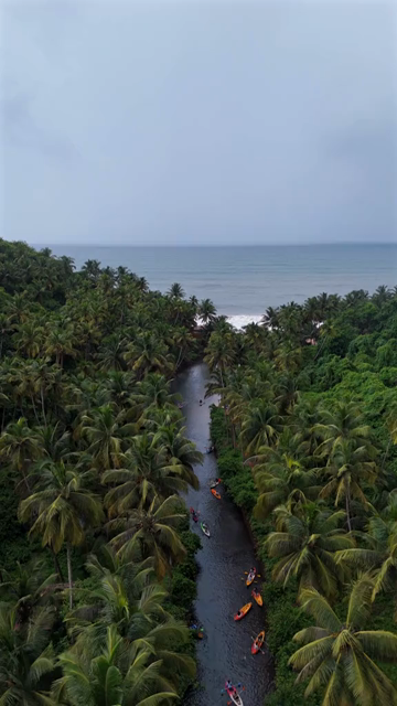 Vertical Aerial View of Cola Beach Lagoon and Kayakers in South Goa