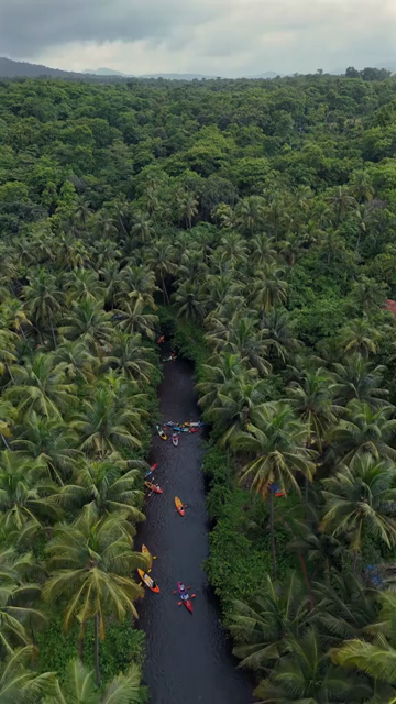 Vertical Aerial View of Cola Beach Lagoon and Kayakers in South Goa