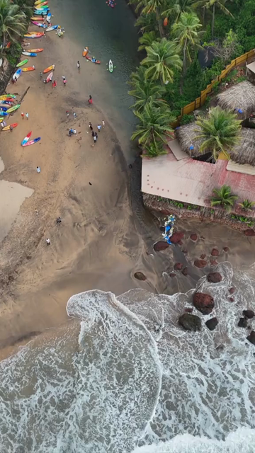 Vertical Aerial View of Cola Beach and Emerald Lagoon in South Goa, India