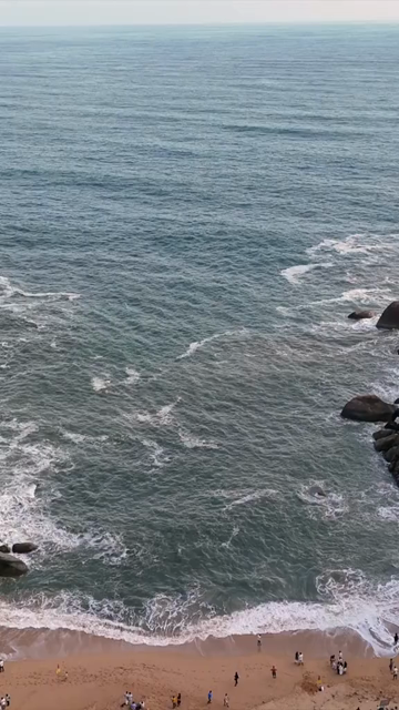 Vertical Aerial View of Cola Beach and Emerald Lagoon in South Goa, India