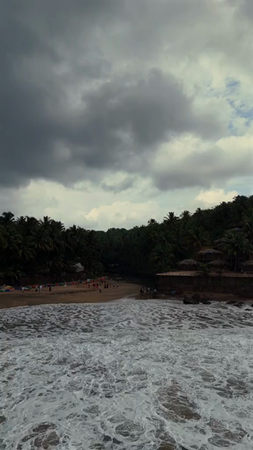 Vertical Aerial View of Cola Beach and Emerald Lagoon in South Goa, India