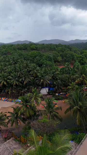 Vertical Aerial View of Cola Beach and Emerald Lagoon in South Goa, India