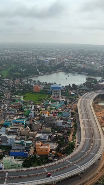 Vertical Aerial View of Cuttack City and Highway, Odisha, India