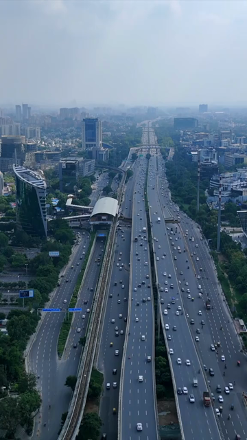 Vertical Aerial View of Delhi Jaipur Expressway Gurugram Cyber City