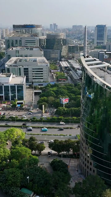 Vertical Aerial View of Delhi Jaipur Expressway Gurugram Cyber City