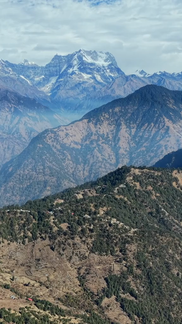 Vertical Aerial View of Deoria Tal Lake in Uttarakhand India