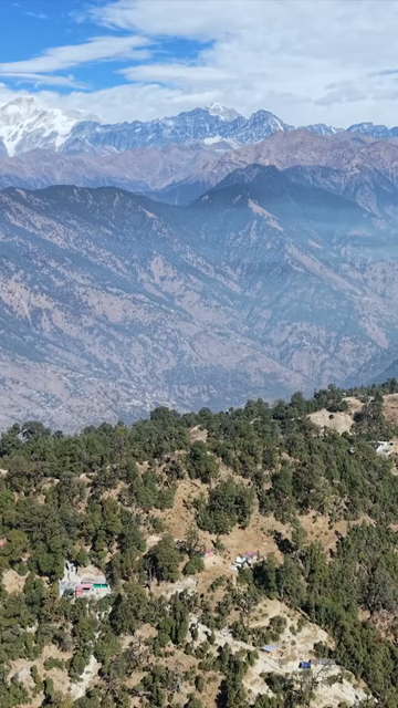 Vertical Aerial View of Deoria Tal Lake in Uttarakhand India