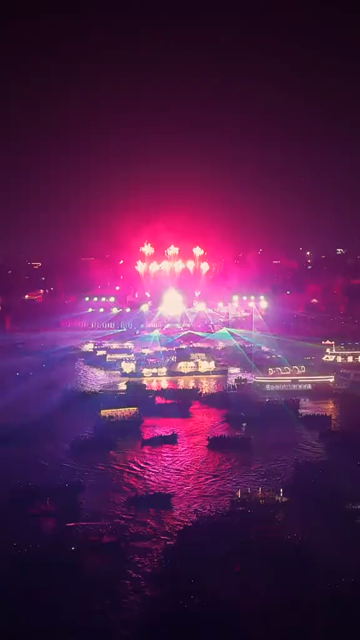 Vertical Aerial View of Fireworks over the Ganges River During Dev Deepawali, Varanasi