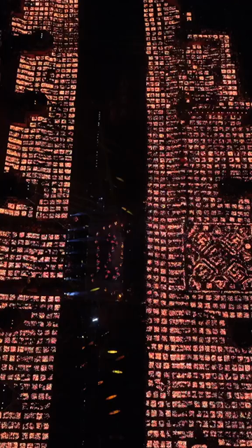 Vertical Aerial View of Fireworks over the Ganges River During Dev Deepawali, Varanasi