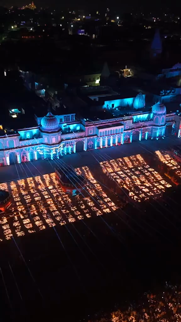 Vertical Aerial View of Fireworks over the Ganges River During Dev Deepawali, Varanasi